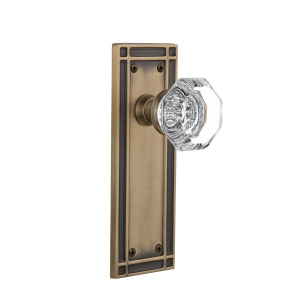 Nostalgic Warehouse Clear Crystal Waldorf Double Dummy Door Knob with Mission Long Plate